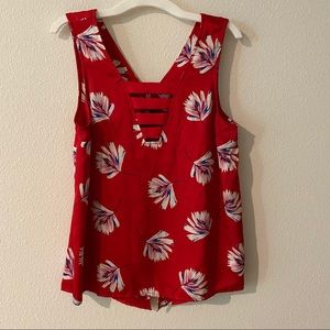 COPY - EXPRESS Red, flower print top